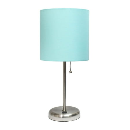 Limelights - Stick Lamp with USB charging port and Fabric Shade - Aqua