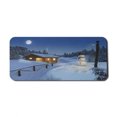 thumbnail image 1 of Christmas Computer Mouse Pad, Wooden Rustic Log Cottage Scenery in the Winter Season Warm Moonlight, Rectangle Non-Slip Rubber Mousepad X-Large, 35" x 15" Gaming Size, Blue White, by Ambesonne, 1 of 2