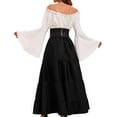 thumbnail image 5 of Diufon Plus Size Womens Dress Ruffle off Shoulder Long Sleeve Maxi Dress Color Block Waisted A-Line Dress, 5 of 6