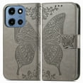 thumbnail image 2 of Wallet Case for Moto G Power (2025),Women Flip Folio PU Leather Protective Case Wrist Strap Card Slots Holder Purse Emboss Butterfly Flower Stand Flip Case for Moto G Power (2025),Gray, 2 of 11