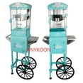 thumbnail image 3 of Anykoon 10 Oz Popcorn Machine with Cart ,Wheels & Stainless Steel Kettle Popcorn Maker Measuring 3 plastic spoon for Home, Theater, Party, Cyan, 3 of 5