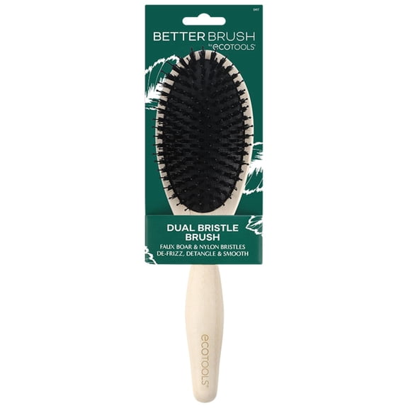 EcoTools Dual Bristle Hair Brush with Bamboo Handle for Detangling and Smoothing
