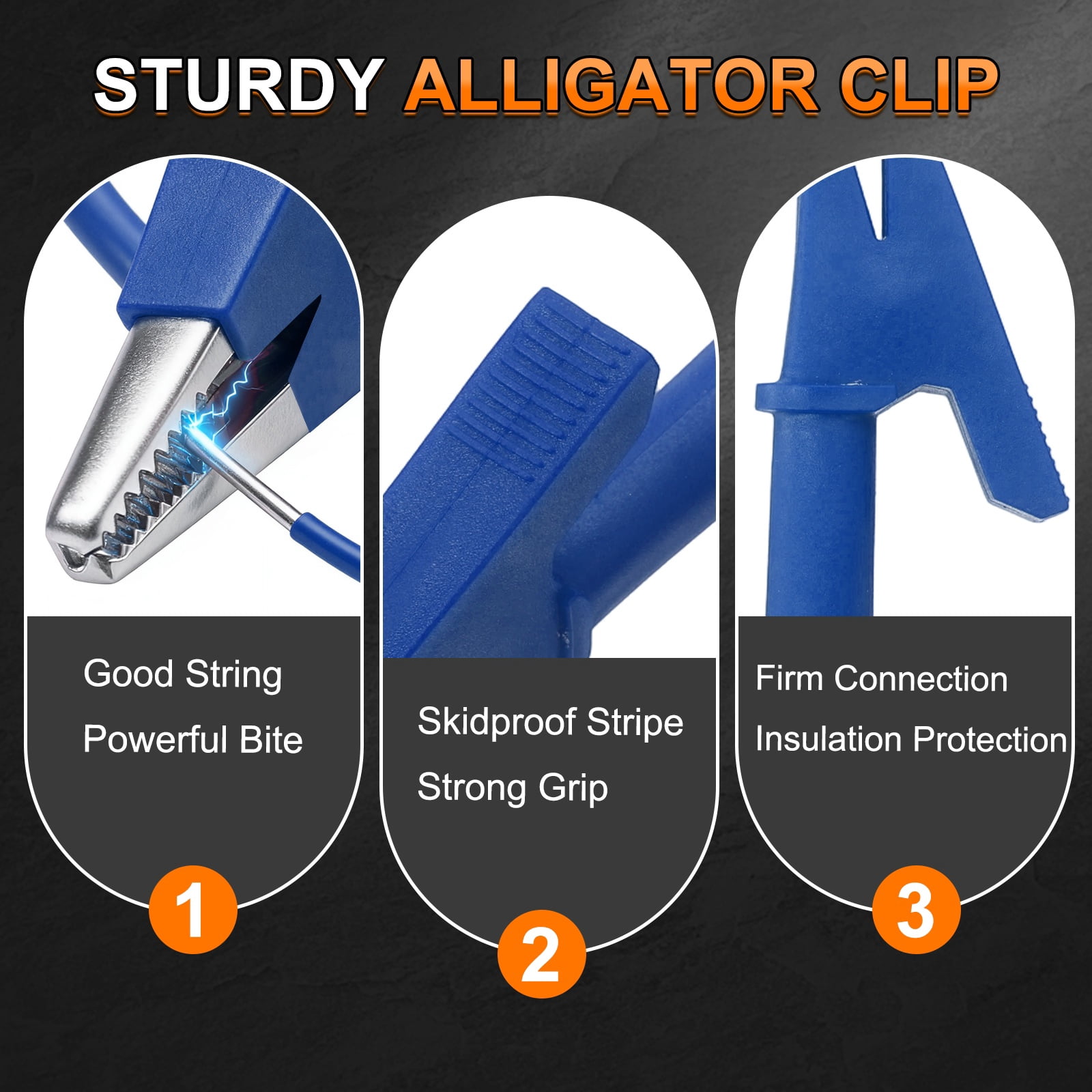 Uxcell 4pcs 6.56ft Alligator Clip Test Leads, 15A Dual Alligator Clips with Wires for Multimeter Jumper Wire Industry Car Battery, Blue