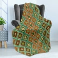 thumbnail image 4 of Earth Tones Soft Flannel Fleece Throw Blanket, Traditional Mexican Design with Folkloric Accents Geometric and Retro Styled, Cozy Plush for Indoor and Outdoor Use, 70" x 90", Multicolor, by Ambesonne, 4 of 5