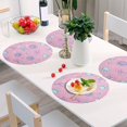 thumbnail image 3 of 15 Inch Round Grid Plate Mats Heat Non-Slip Resistant PVC Placemats for Kitchen Dining Table Decor Dog Paw Prints and Bows 4PCS, 3 of 5