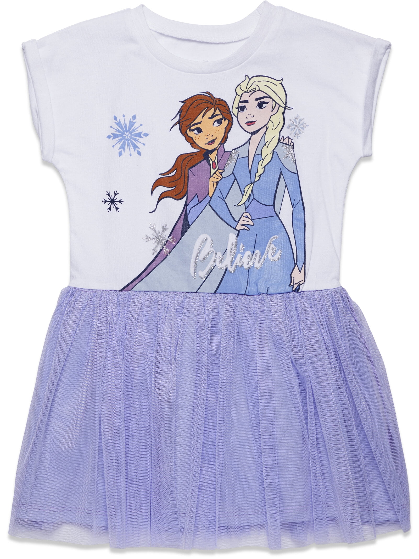 Disney Frozen Elsa Princess Anna Little Girls Tulle Dress White/Purple