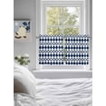 thumbnail image 3 of Bohemia 2 Panel Kitchen Curtains for Small Windows, Minimalist Geometric Pattern Abstract Dark Blue Bathroom Tier Curtain, Short Window Treatment for Bedroom/Living Room 55"x24", 3 of 6