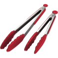 thumbnail image 1 of Pinzas de cocina profesionales, utensilios de cocina de acero inoxidable y silicona de grado alimenticio, pinzas de cocina resistentes al calor (juego de 2/rojo), 1 of 5