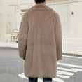 thumbnail image 5 of YLSDY Mens Faux Fur Coat Winter Long Fleece Jacket Luxury Fluffy Lapel Long Sleeve Parka Overcoat Warm Open Front Cardigan Outwear Khaki M, 5 of 9