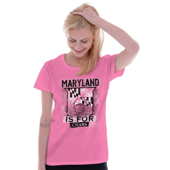 Maryland is for Crab MD Flag Souvenir Womens Fitted Plus Size Graphic Tee Brisco Brands 2X