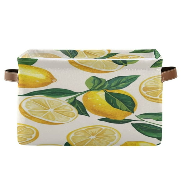 Square Storage Basket 14.2*10.2*8.3 Inch One Sizex1 Shelf Basket Open Home Storage Bins Bedroom Storage Basket Closet Storage Stylish Decor Cartoon Pretty Lemon