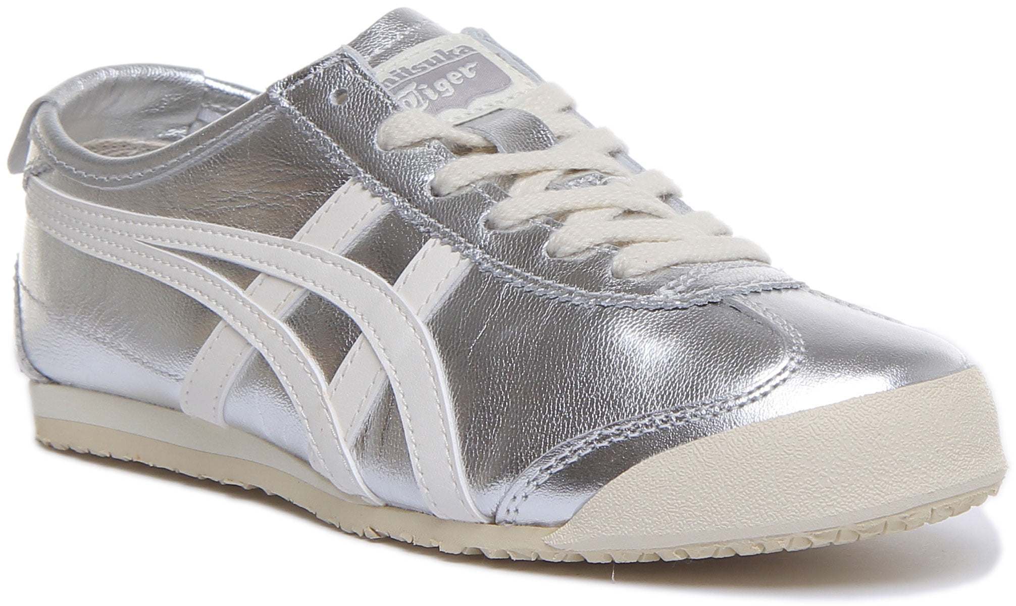 Onitsuka Tiger Mexico 66 Unisex Lace Up Metallic Shiny Leather Trainers ...