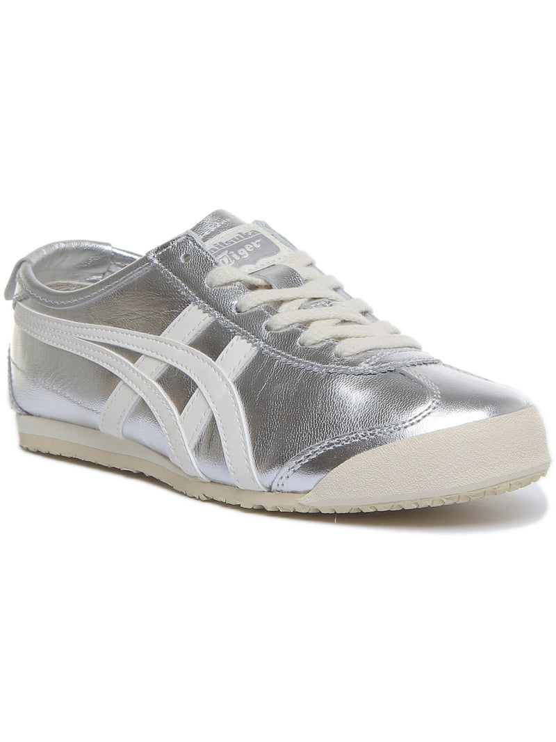 Onitsuka Tiger 66 Unisex Lace Up Metallic Shiny Leather Trainers In Silver 9M/10.5F - Walmart.com