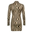 thumbnail image 4 of Douhoow Women Vintage Long Sleeve Bodycon Mini Dress Water Ripple Print Single-breasted Split Dress, 4 of 9
