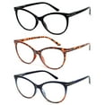 thumbnail image 3 of REAVEE 3 Pack Reading Glasses for Women Cat Eye Oversized Spring Hinge Fashion Readers Black+Leopard+Blue 1.5, 3 of 4