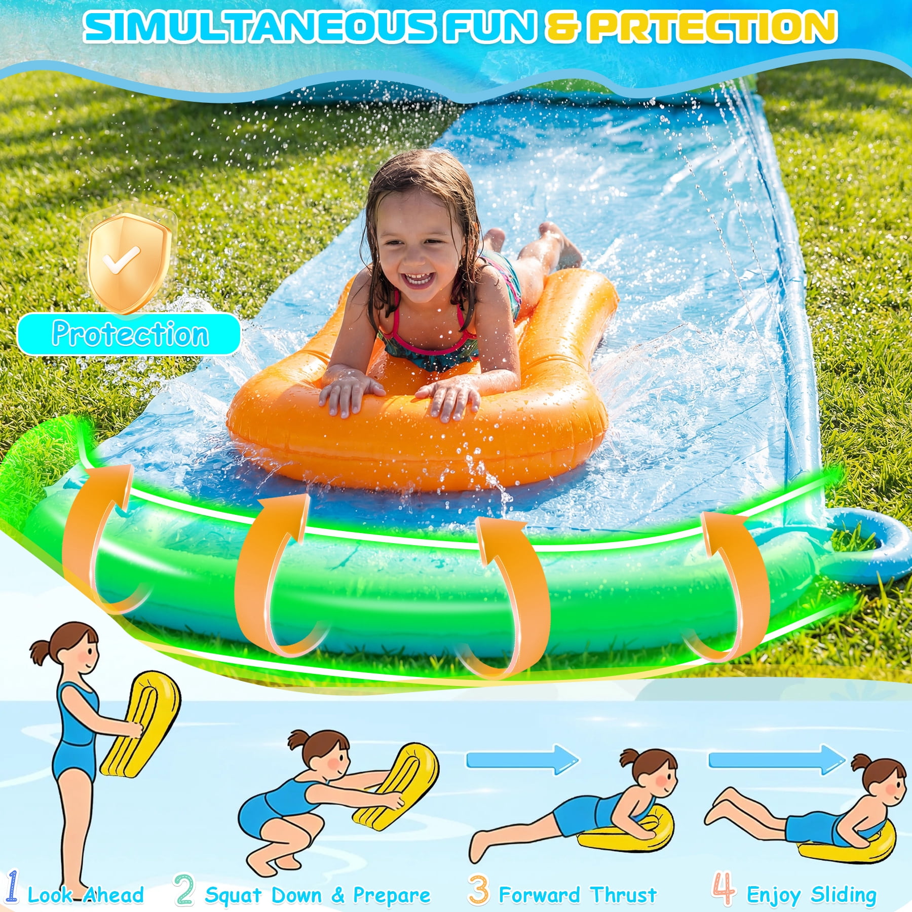 Adnoom 17-in-1 Inflatable Water Slide Bounce House for Kids 3-12, 16x11ft Large Golf Water Park with 16ft Detachable Slide, Splash Pool, Tunnel, Climbing, Jumper Castle Backyard w/550W Blower