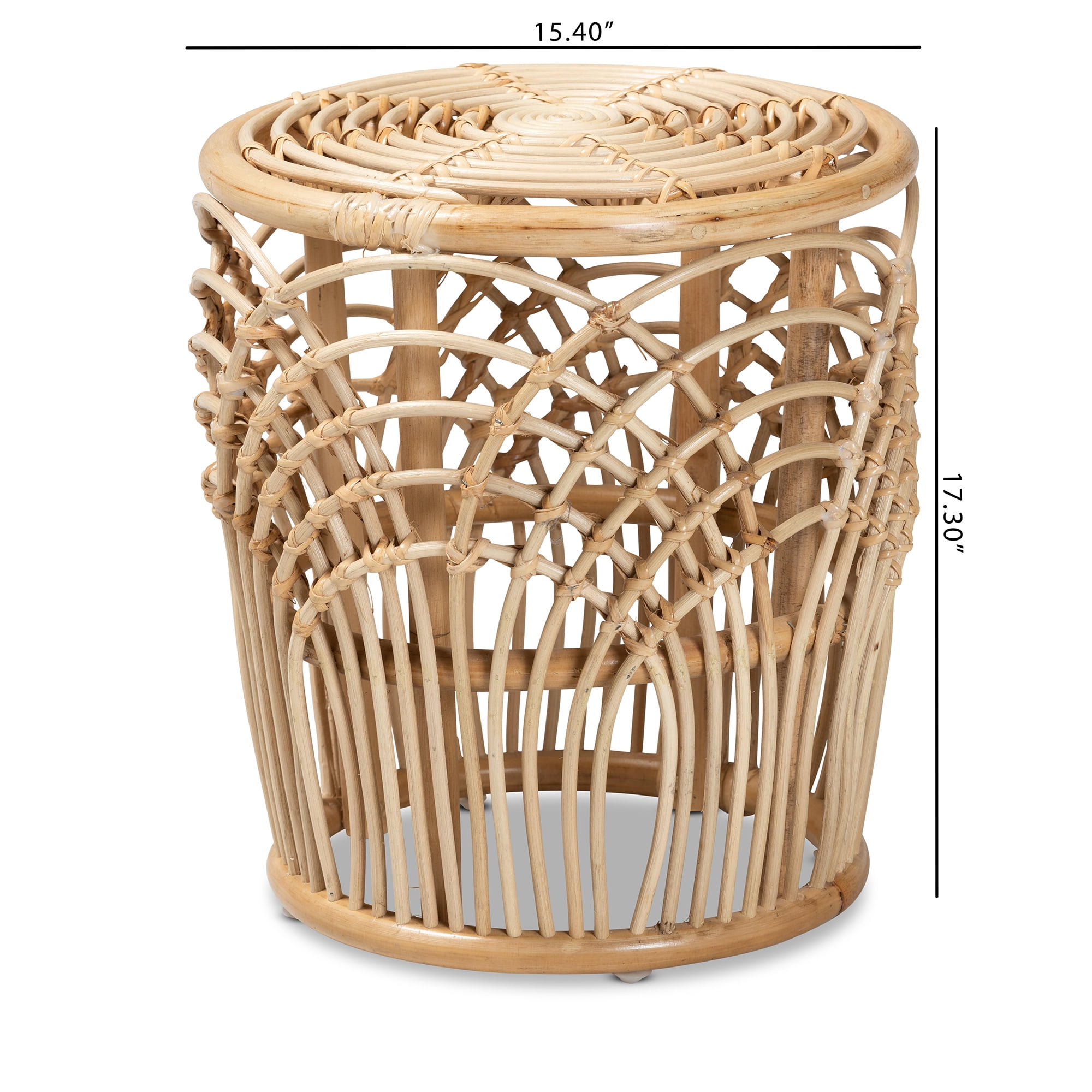 bali & pari Edena Rattan BOHO End Table, Natural Brown