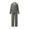 thumbnail image 2 of Family Matching Christmas Pajamas Set with Dog Green Red Plaid Button Down Long Sleeve Sleepwear, 2 of 10