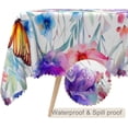 thumbnail image 2 of 60x108inches Floral Rectangle Tablecloth Blue Pink Flowers Blossom Printed Table Cloth Waterproof and Washable Fabric Table Cover for Kitchen Dining Room Living Room Patio Home Decors, 2 of 6