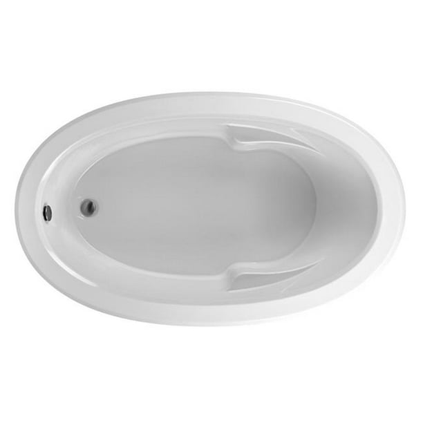 End Drain Freestanding Soaking Tub, Biscuit
