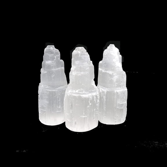 Soul Sticks 3 pack 4 inch Selenite Crystal Towers for Reiki, Healing, and Energy Charging | Made in Morocco | Selenite Iceberg Charging Towers Crystal Skyscraper