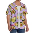 thumbnail image 4 of Honeii 's Cartoon Avocados for men's short-sleeved button-up collared shirt featuring a pocket, perfect for beach vacations, and travel adventures., 4 of 5