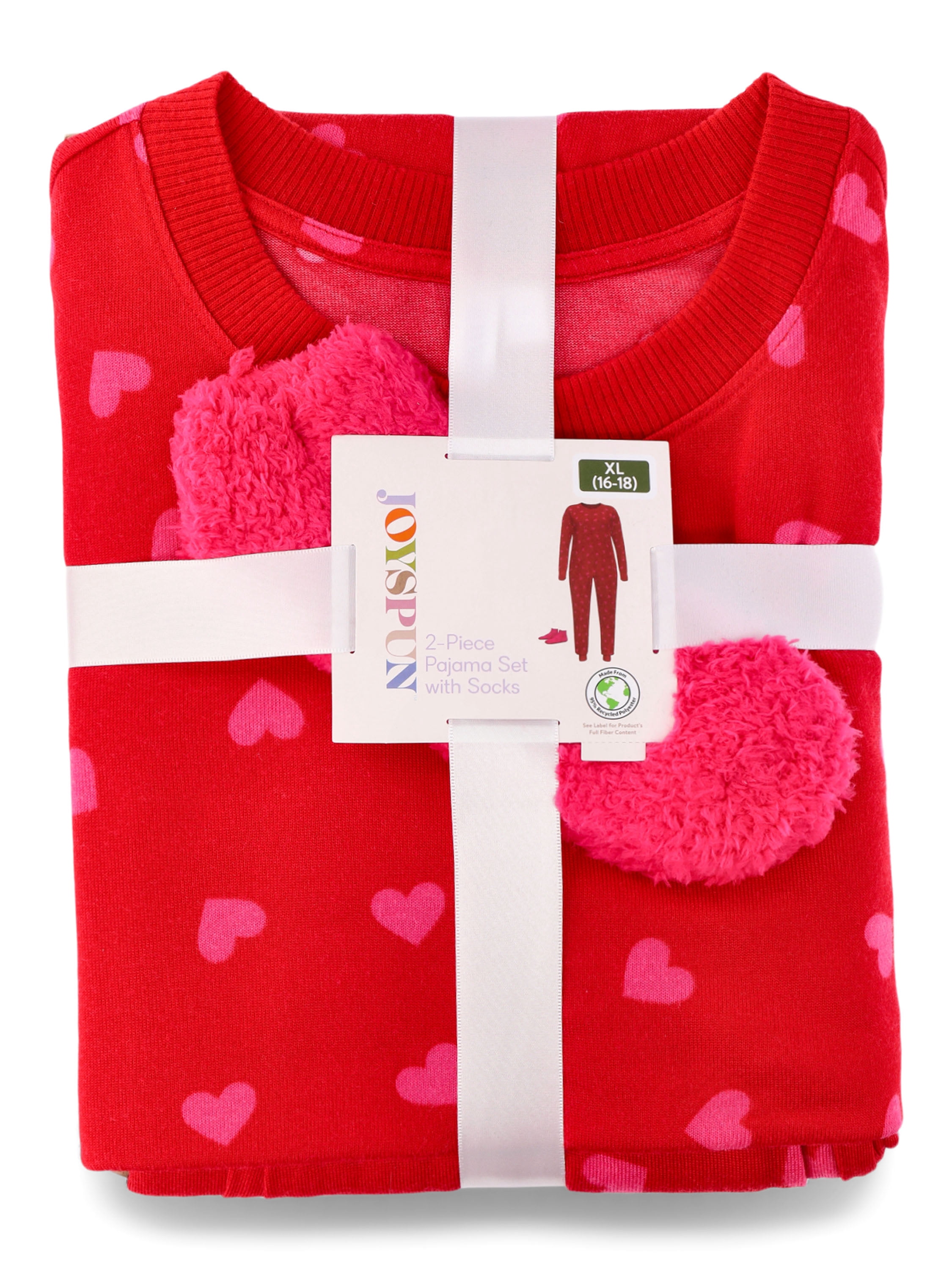 Joyspun Women's Pajama Top, Joggers and Socks Pajama Gift Set, 3-Piece, Sizes S-3X