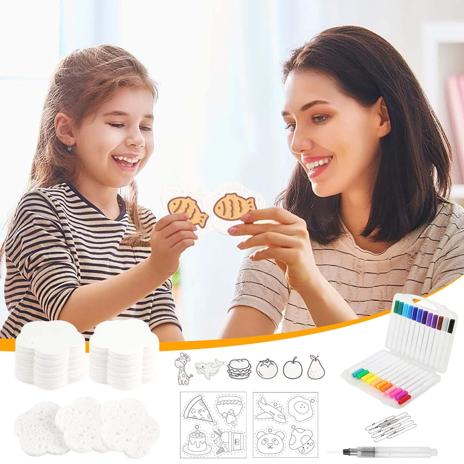 Magic Puffy Paint Art Kit-10 Foam Canvases, 24 Vibrant Markers & Water Pen - 3D Raised Painting for Kids Crafts with Stencils & Beads - Creative DIY Gift Set for Ages 5+