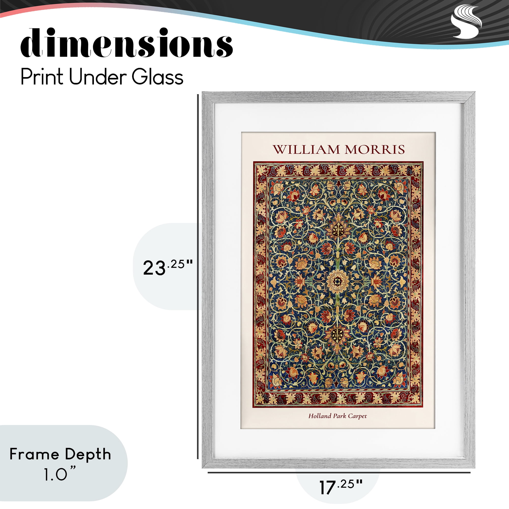Stupell Industries Holland Park William Morris Design Gray Framed Print Under Glass, design by Vintage Hustle