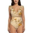 thumbnail image 2 of Yiaed Print Women's Ruffled One Piece Swimsuit V Neck Swimwear Slimming Monokini for Woman-X-Large, 2 of 8