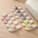 thumbnail image 4 of Bonitas zapatillas de cuatro estaciones de lino grueso con suelo de madera para interiores y exteriores para bebés, adultos, hombres y mujeres, con encaje de conejo, 4 of 6
