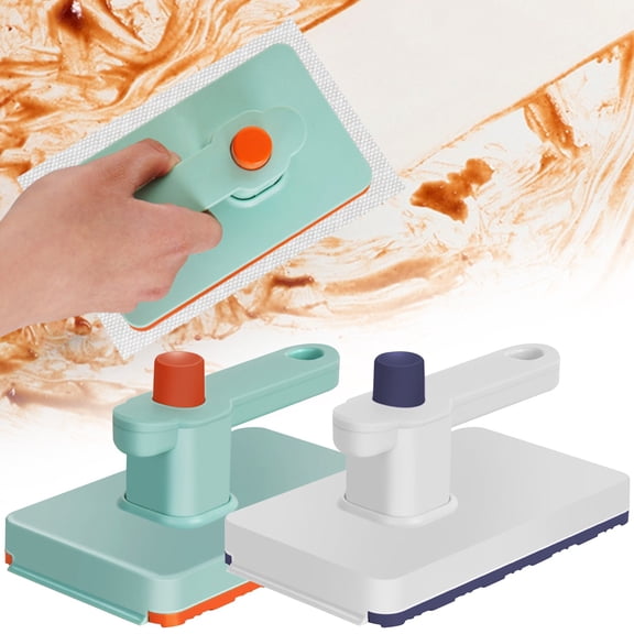 CHENjy Hands Free Multi Purpose Flat Mop, Snap Grip Mop Using Any Cloth, Handheld Mini Cleaning Tool with Scraper for Floor Glass, Light Ashy