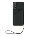 thumbnail image 2 of Elehold Lanyard Wallet Case for Samsung Galaxy S21 6.2  Inch Max Premium vegan leather with Wrist Strap,Shockproof Magnetic Buckle Flip Kickstand Credit Card Slots Anti-Scratch Protective Case,Black, 2 of 6