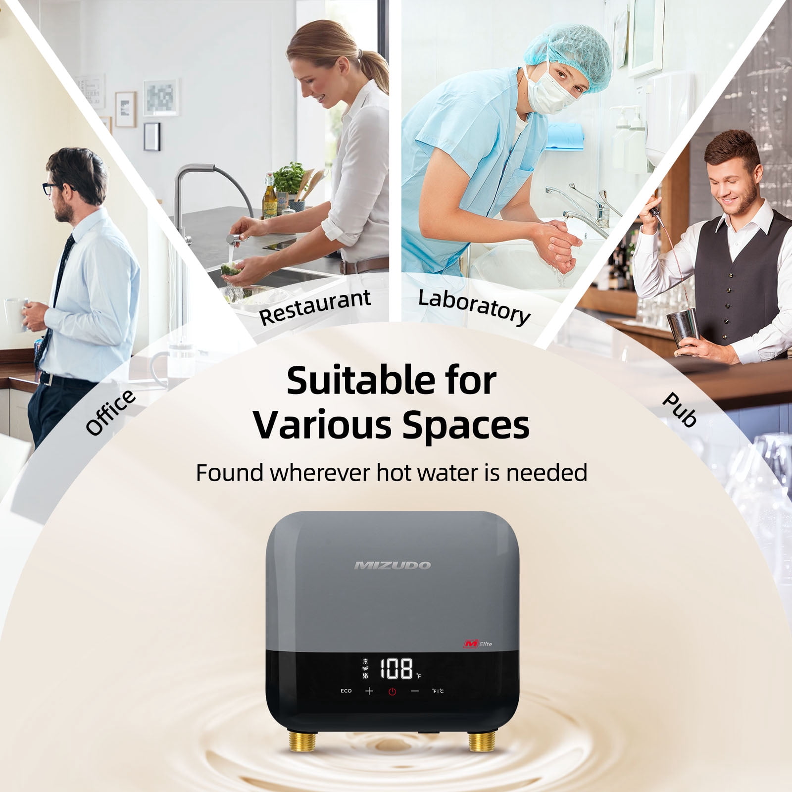 Mizudo Elite 3.5 kW 0.68 GPM 120-Volt Point of Use Tankless Electric Instant Hot Water Heater, Gray