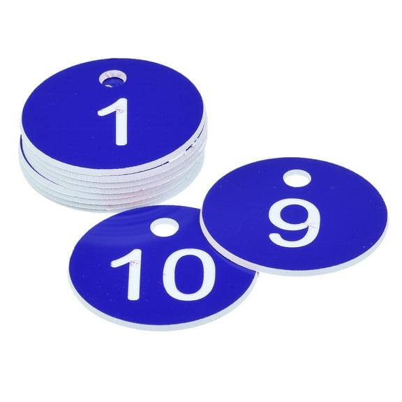 Uxcell Round 1-10 Number Tag Key Tag Acrylic Engraved Blue ID Tag for Decoration, Pack of 10