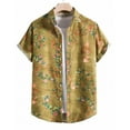 thumbnail image 3 of RYRJJ Mens Casual Hawaiian Shirt Short Sleeve Button Down Beach Cotton Linen Shirts Tropical Floral Shirts(Yellow,M), 3 of 3