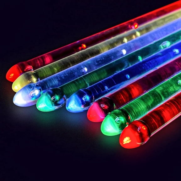 HAMPBACK LED Light up Drumsticks, 13-Color Changing Glow Drum Sticks with Extra LED Bulbs, Durable Transparent Plastic, Perfect for Stage Performance, Parties, Electronic & Acoustic Drums