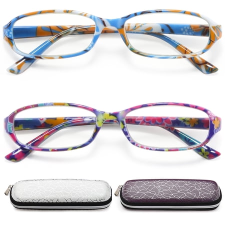 Blue Light Reading Glasses Women - Oval Fashion Cheater Magnifying Readers Men Blue Ray Blocking Eyeglasses Lightweight 2-Pack +1.75 strength