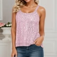thumbnail image 2 of KHONTS Women's Summer Fashion Sequin Tanks Tops Sparkle Slim Fit Camisole Sleeveless Vest Lightweight Shimmer Tunic Tops Pink XL, 2 of 8