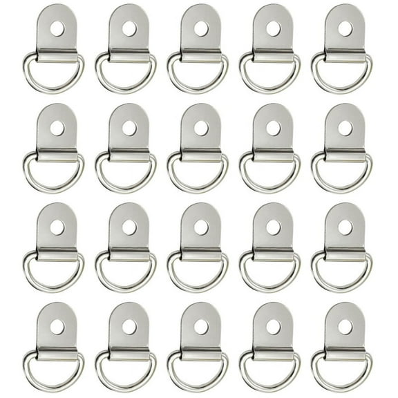 20Pcs Metal D Shape Pull Hook Tie Down Anchors Ring Cargo Tie Down Ring for Car Truck Trailers RV Boats