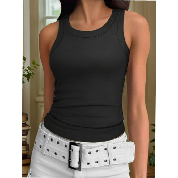 Crew Neck Tank Tops for Women Stretch Camisole Shirts