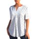thumbnail image 1 of Mujeres verano Top casual manga corta color puro ojal plisado V Masajeadores de cuello camiseta para mujer, 1 of 6