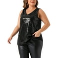 thumbnail image 4 of Agnes Orinda Women's Plus Size Tops Sleeveless Sparkle Shimmer Glitter Sequin V Neck Tank Top 4X Black, 4 of 5