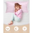 thumbnail image 3 of Pink White Stripe Satin Pillowcase for Hair and Skin with Zipper, Soft Breathable Cooling Silk Pillow Cases, Modern Minimalist Geometric Striped Throw Pillow Covers King Size 20"x40", 3 of 6