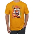 thumbnail image 1 of Wild Bobby, Tiger Growling Colorful Trippy Tie Dye Animal Lover Men's Graphic T-Shirt, Gold, Small, 1 of 3