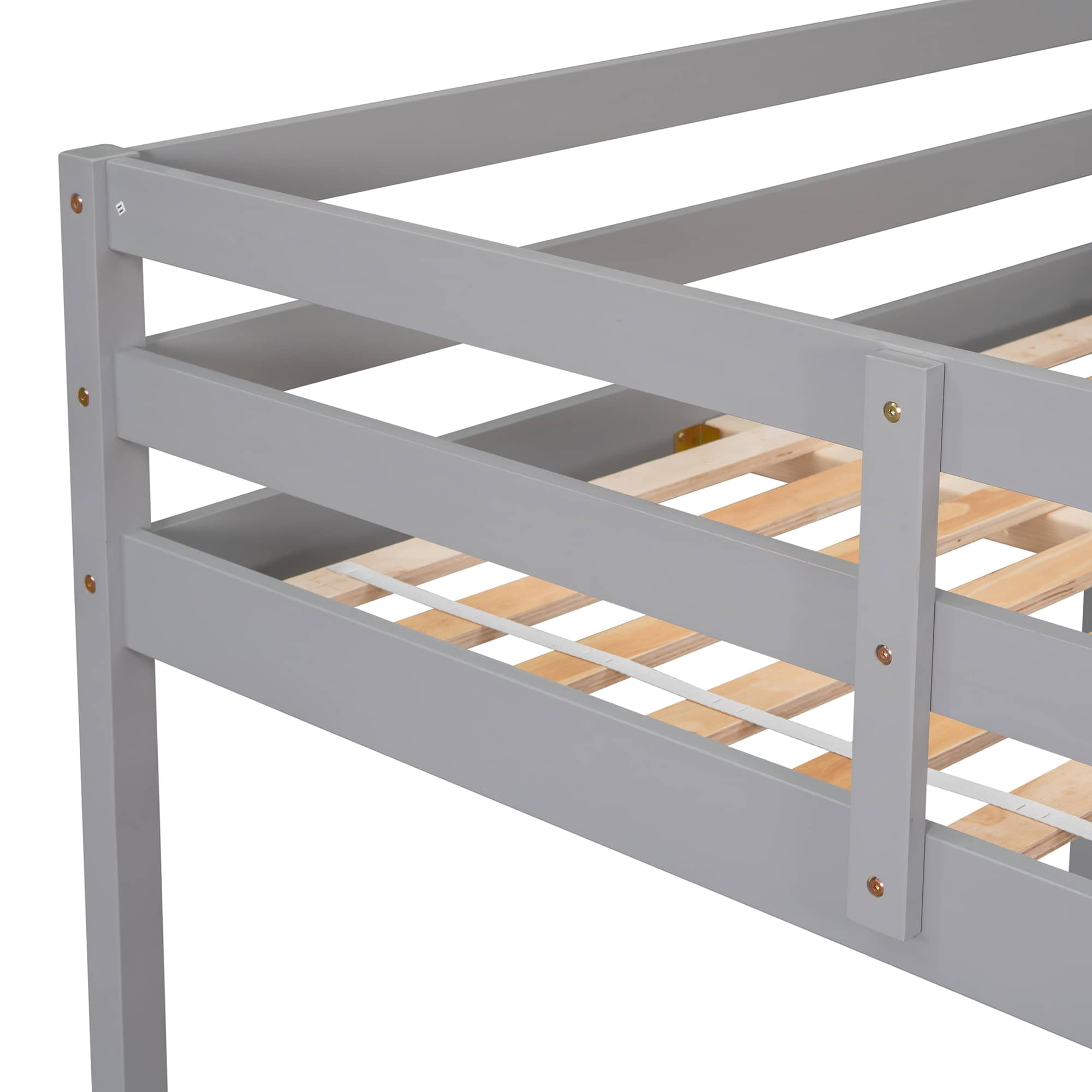 MAYEERTY Full Size Loft Bed with Ladder for Child, Grey