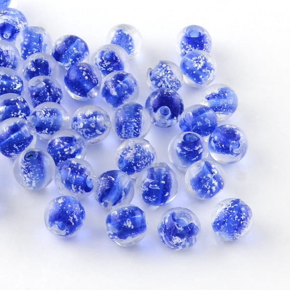 100pcs Handmade Luminous Lampwork Beads Round Blue 12mm Hole: 2mm