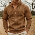 thumbnail image 2 of LIIPEE Men Hoodies Solid Color Long Sleeve Hooded Zip Up Tops Man Comfortable Birthday Wedding Weekend Sweatshirts,Brown,S, 2 of 4