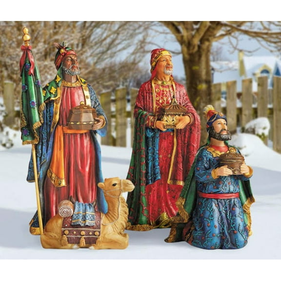 Real Life Outdoor Nativity Three Kings and Sitting Camel