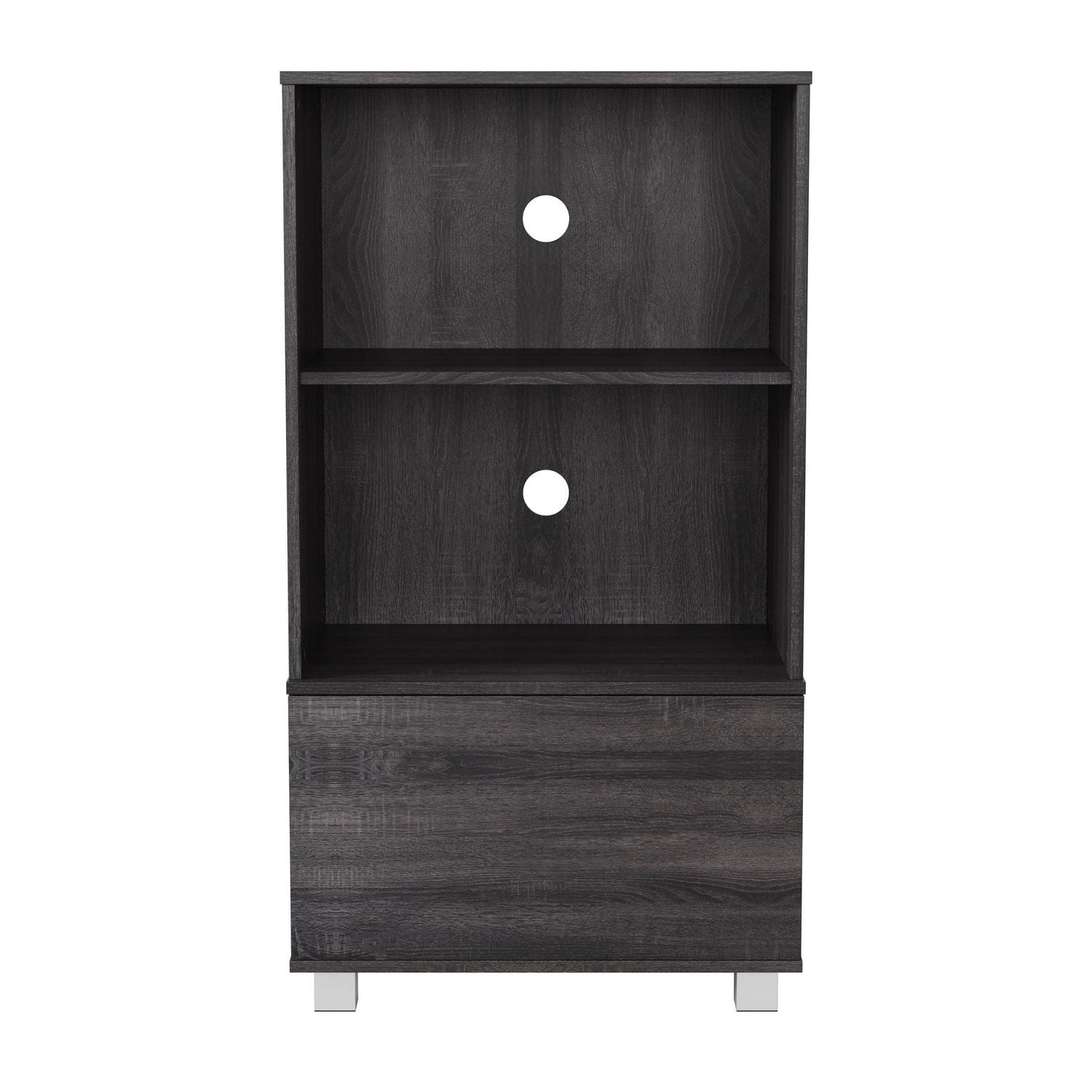 Hollywood Dark Grey Faux Wood 44" H Media Stand with Open & Closed Storage